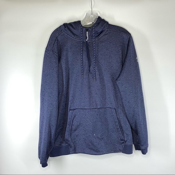 Under Armour Fitted Blue Hooded Zip Sweatshirt XL - Picture 1 of 8